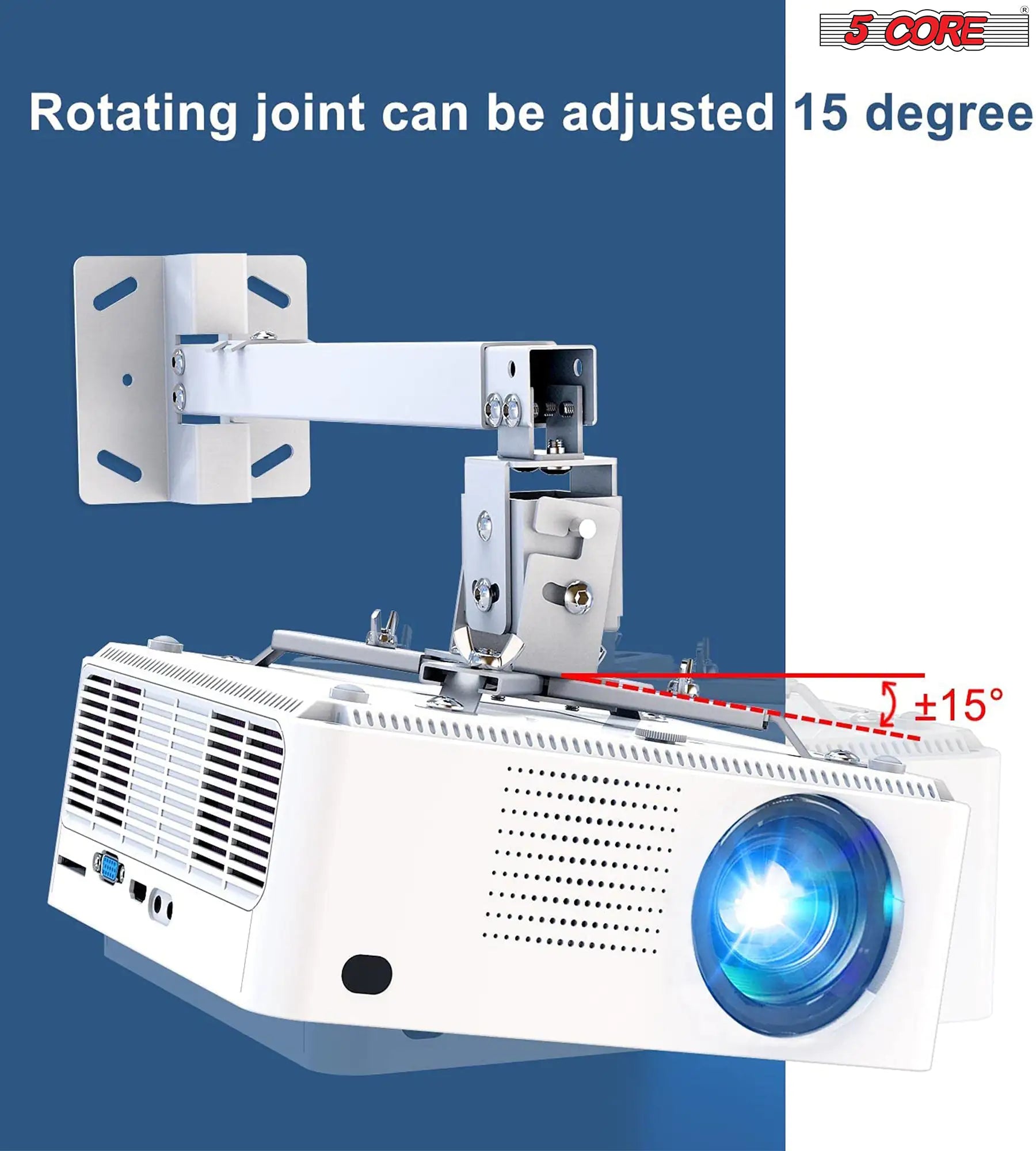 5Core Projector Mount Ceiling Wall Universal Holder Adjustable Low Profile Capacity 40lb